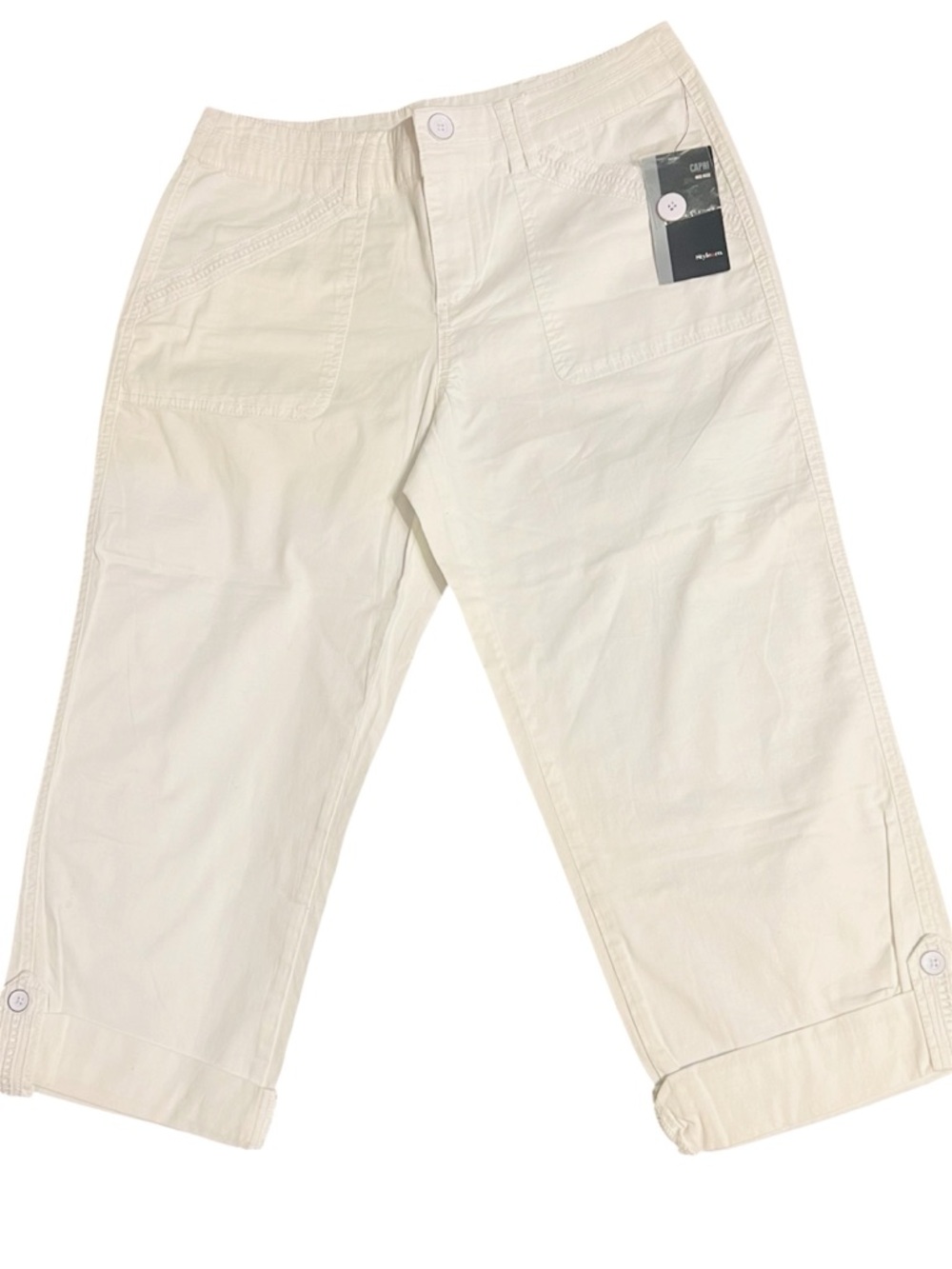 Style & co. Women’s White Mid Rise Capri Pants NWT Size 6 Utility Pockets